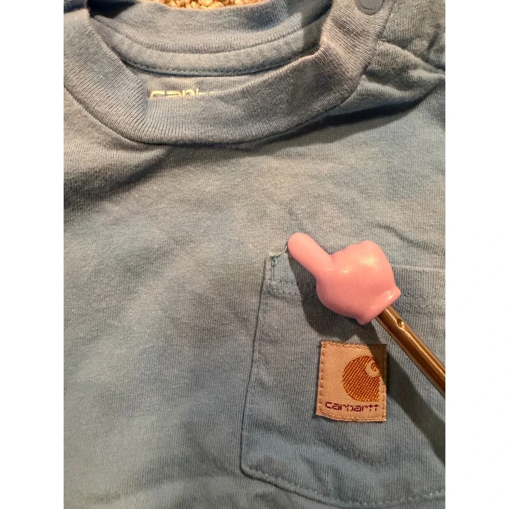 Carhartt Bodysuit Kids‎ 24M Blue Short Sleeve Pocket One Piece Snap Romper *